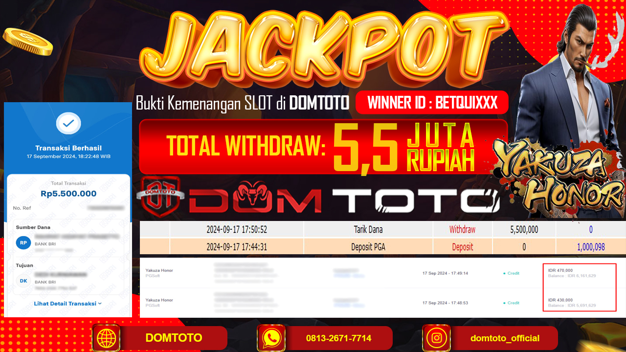 JACKPOT SLOT YAKUZA HONOR 17 SEPTEMBER 2024